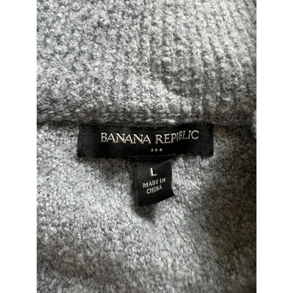 Banana Republic Mens Grey‎ Boucle Cotton Wool Blend Quarter Zip Sweater Large